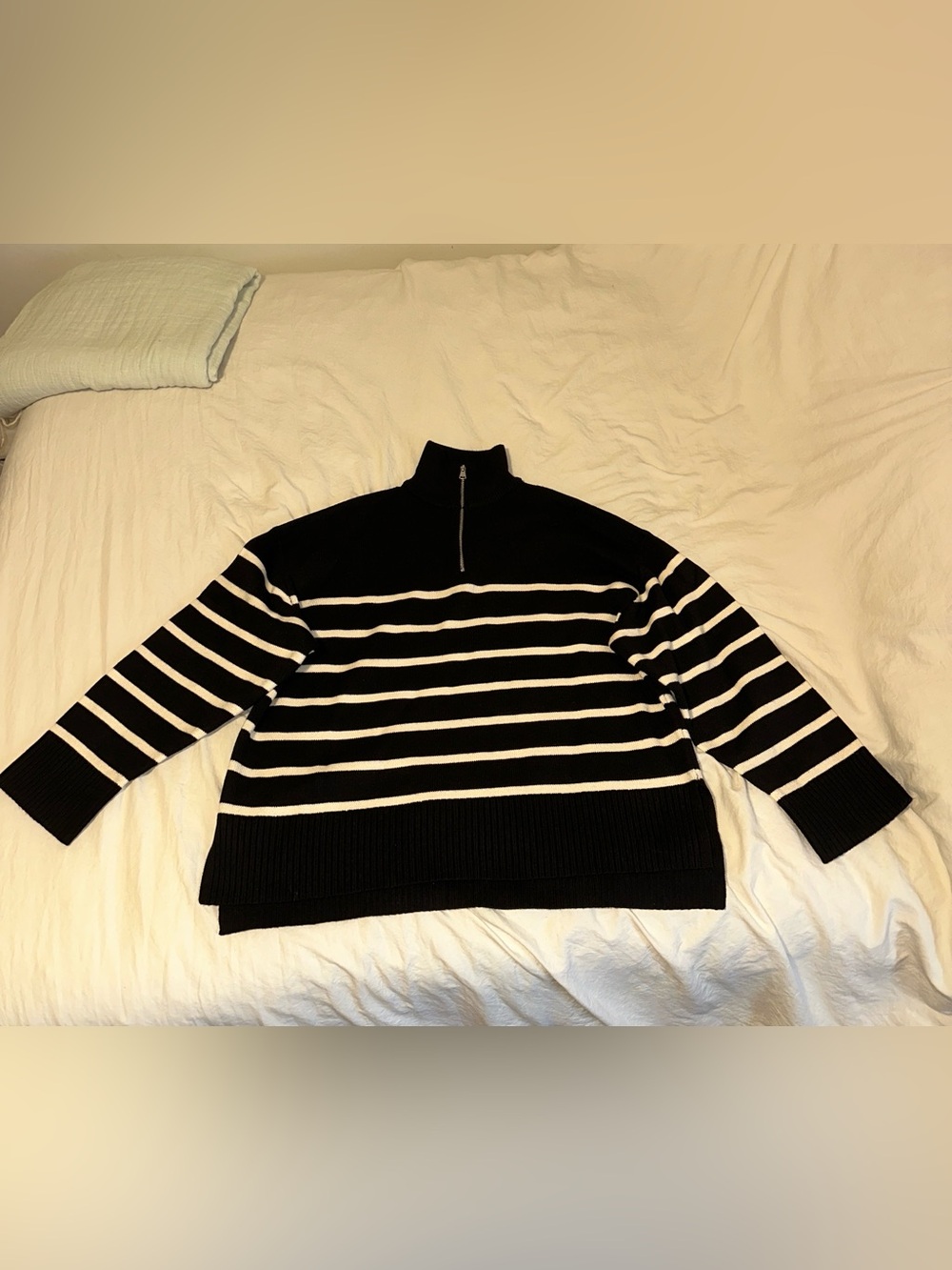 Zara Striped Knit Zip Up Sweater Size XL